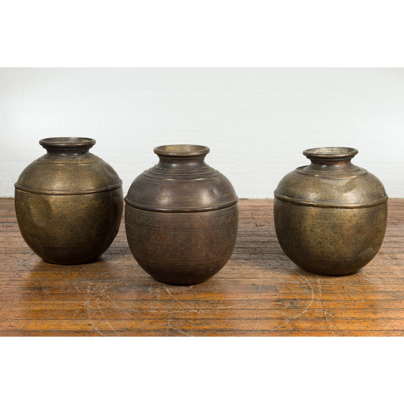 Indian Brass Water Vessels, Sold Each-YN7667 A-B-C-15. Asian & Chinese Furniture, Art, Antiques, Vintage Home Décor for sale at FEA Home