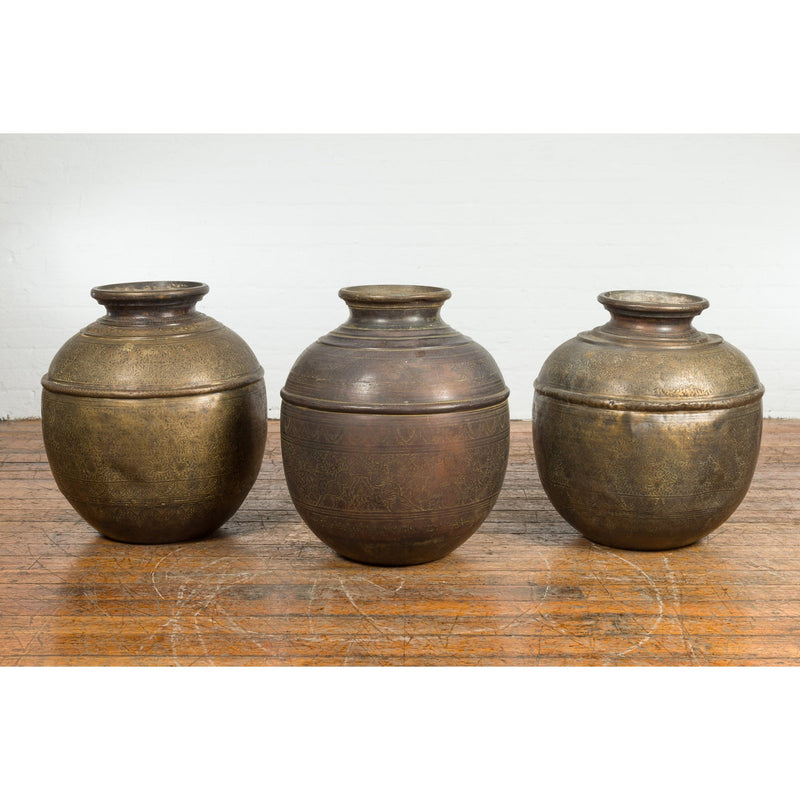 Indian Brass Water Vessels, Sold Each-YN7667 A-B-C-1. Asian & Chinese Furniture, Art, Antiques, Vintage Home Décor for sale at FEA Home