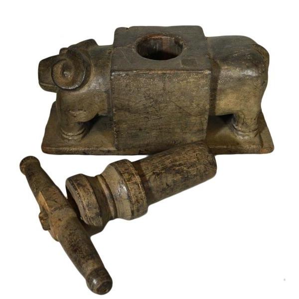 Antique Indian Hand Carved Wood Juicer-6. Asian &amp; Chinese Furniture, Art, Antiques, Vintage Home Décor for sale at FEA Home