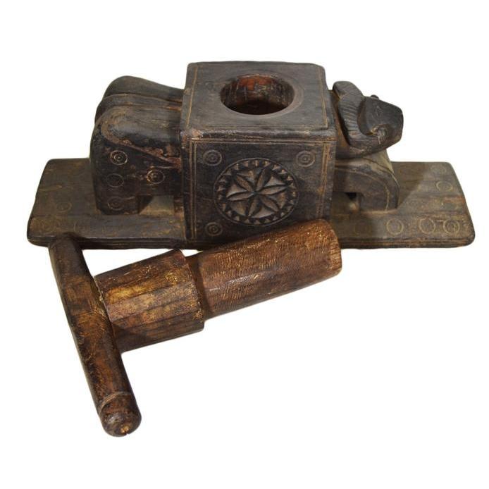 Antique Indian Hand Carved Juicer-9. Asian &amp; Chinese Furniture, Art, Antiques, Vintage Home Décor for sale at FEA Home