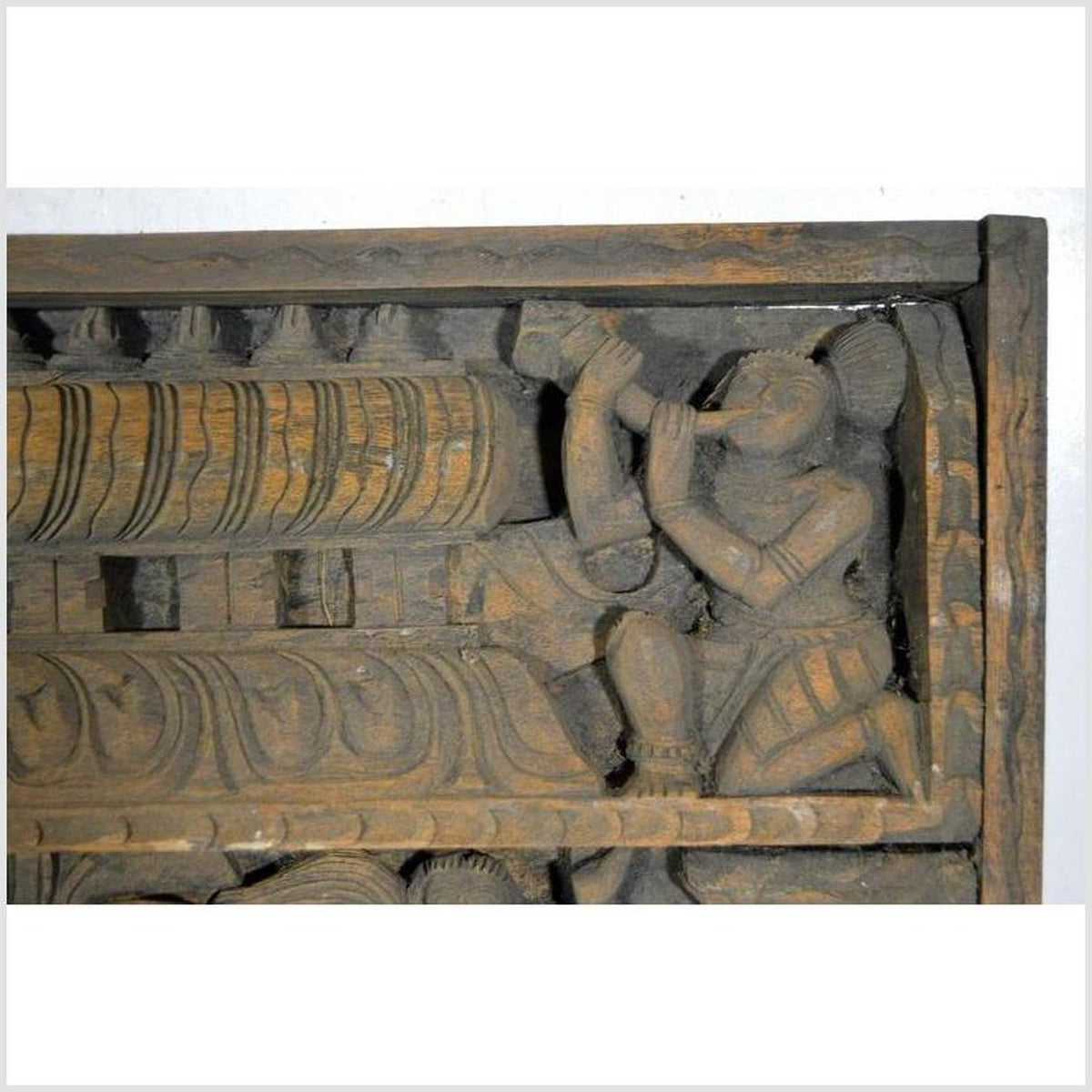 Antique Indian Hand-Carved Sheesham Religious Temple Plaque, Early 20th Century-2. Asian & Chinese Furniture, Art, Antiques, Vintage Home Décor for sale at FEA Home