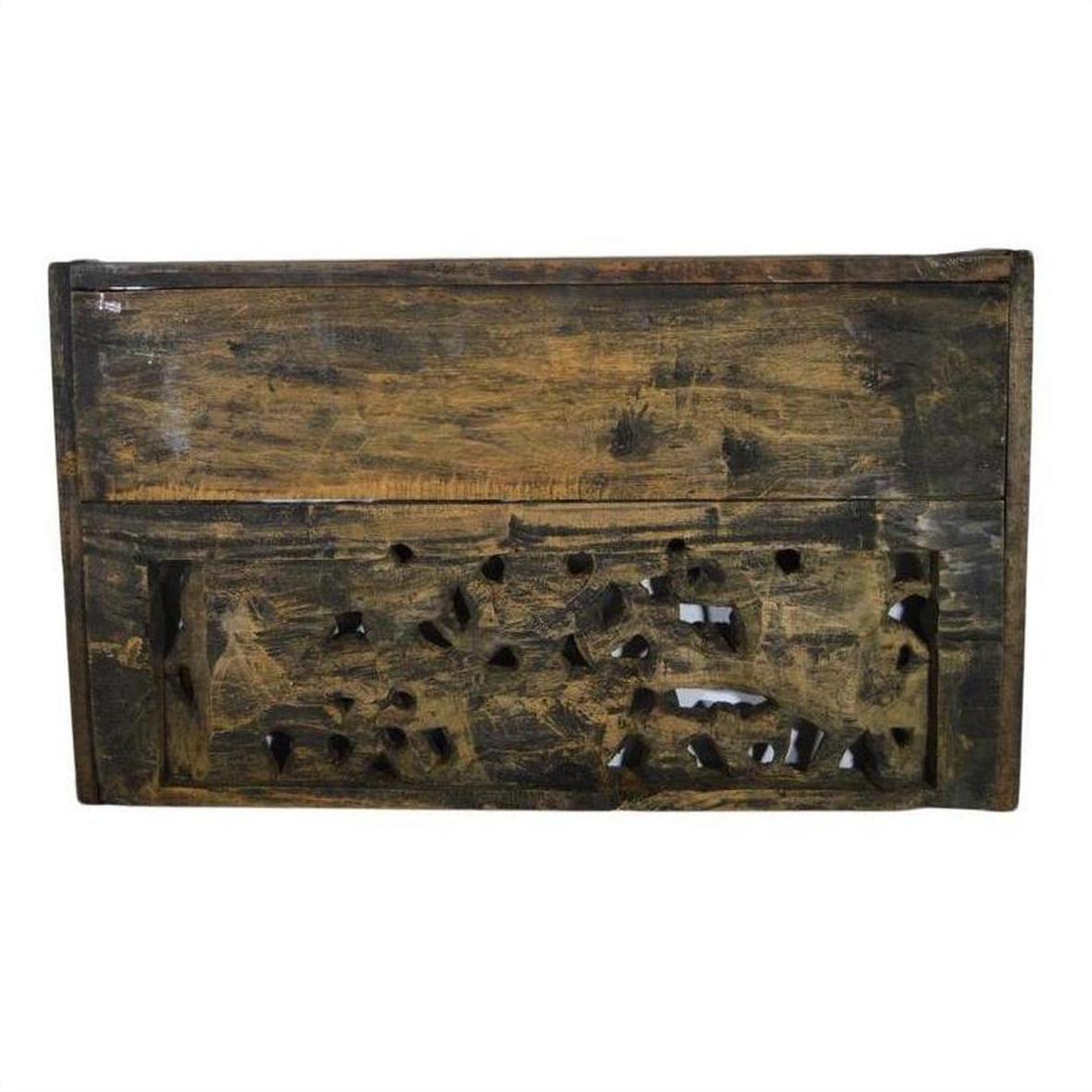 Antique Indian Hand-Carved Sheesham Religious Temple Plaque, Early 20th Century-8. Asian &amp; Chinese Furniture, Art, Antiques, Vintage Home Décor for sale at FEA Home