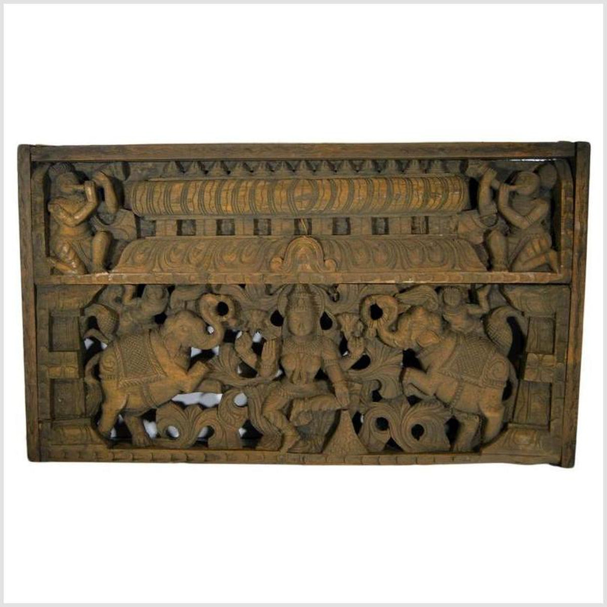 Antique Indian Hand-Carved Sheesham Religious Temple Plaque, Early 20th Century-1. Asian & Chinese Furniture, Art, Antiques, Vintage Home Décor for sale at FEA Home
