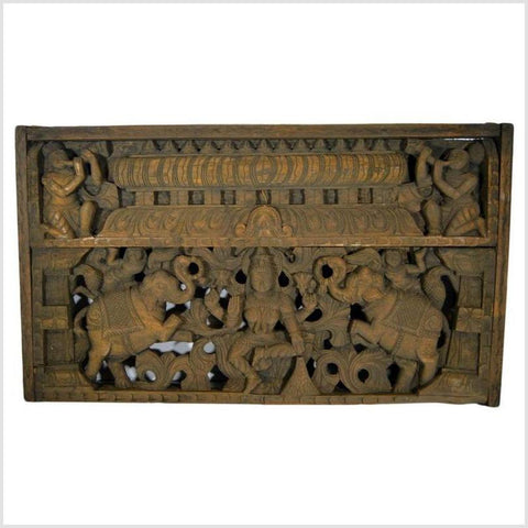 Antique Indian Hand-Carved Sheesham Religious Temple Plaque, Early 20th Century- Asian Antiques, Vintage Home Decor & Chinese Furniture - FEA Home