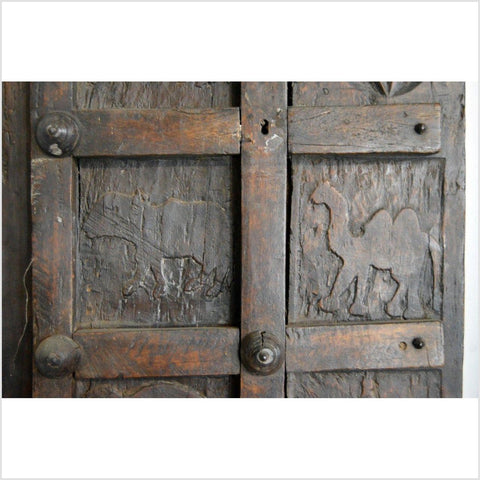 Antique Indian Hand Carved Temple Doors-YN2963-11. Asian & Chinese Furniture, Art, Antiques, Vintage Home Décor for sale at FEA Home