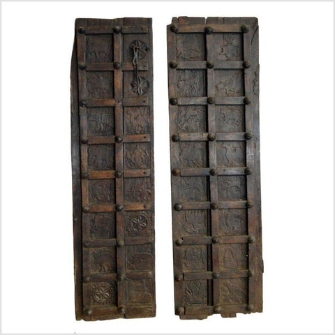 Antique Indian Hand Carved Temple Doors- Asian Antiques, Vintage Home Decor & Chinese Furniture - FEA Home