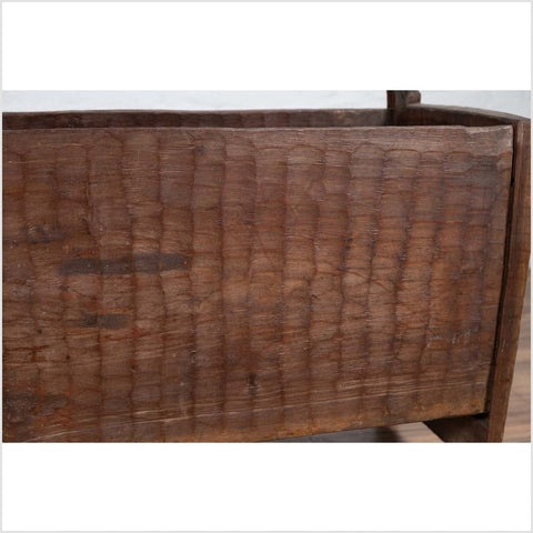 Antique Indian Rustic Wooden Planter Box with Weathered Patina and Chiseled Body-YN6202-6. Asian & Chinese Furniture, Art, Antiques, Vintage Home Décor for sale at FEA Home
