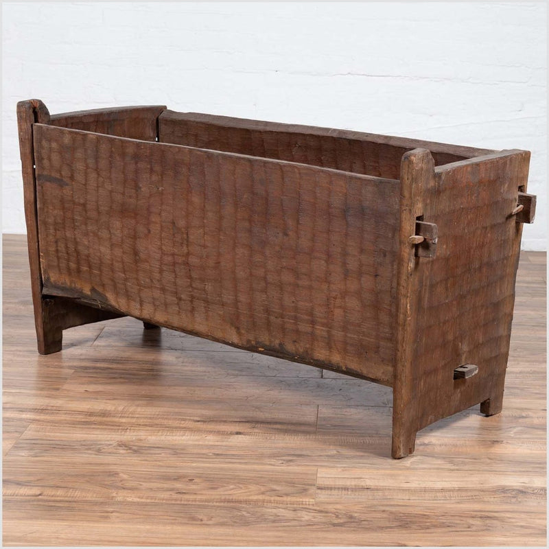 Antique Indian Rustic Wooden Planter Box with Weathered Patina and Chiseled Body-YN6202-10. Asian & Chinese Furniture, Art, Antiques, Vintage Home Décor for sale at FEA Home