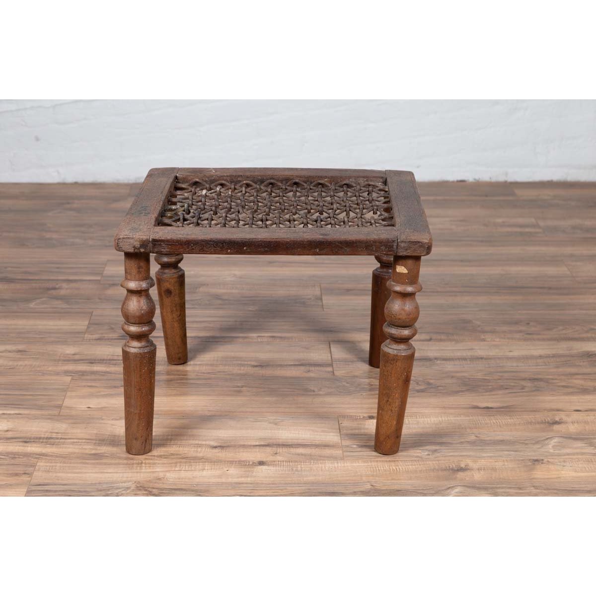 Antique Indian Window Grate Made into a Coffee Table with Turned Baluster Legs-10. Asian &amp; Chinese Furniture, Art, Antiques, Vintage Home Décor for sale at FEA Home