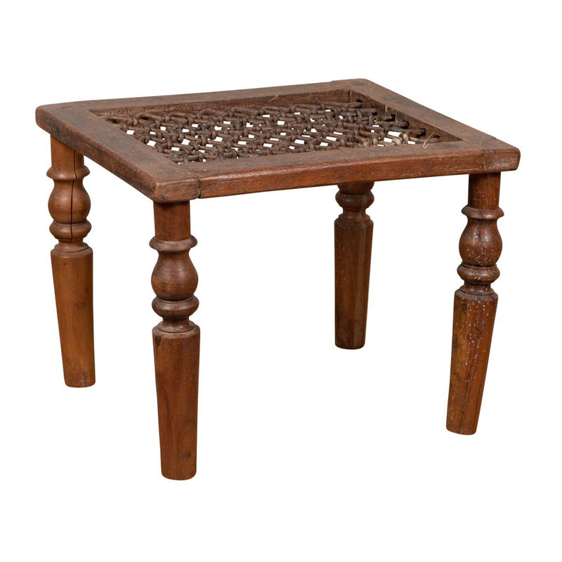 Antique Indian Window Grate Made into a Coffee Table with Turned Baluster Legs-YN7585-1. Asian & Chinese Furniture, Art, Antiques, Vintage Home Décor for sale at FEA Home