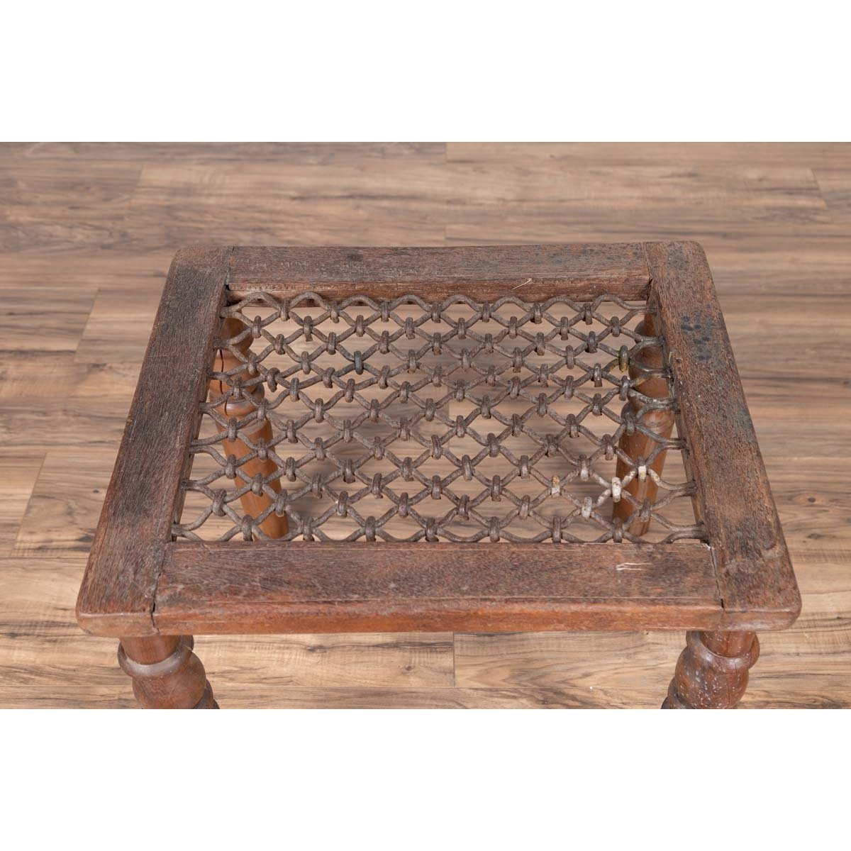 Antique Indian Window Grate Made into a Coffee Table with Turned Baluster Legs-5. Asian &amp; Chinese Furniture, Art, Antiques, Vintage Home Décor for sale at FEA Home