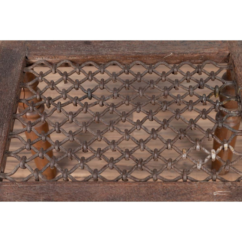 Antique Indian Window Grate Made into a Coffee Table with Turned Baluster Legs-YN7585-6. Asian & Chinese Furniture, Art, Antiques, Vintage Home Décor for sale at FEA Home