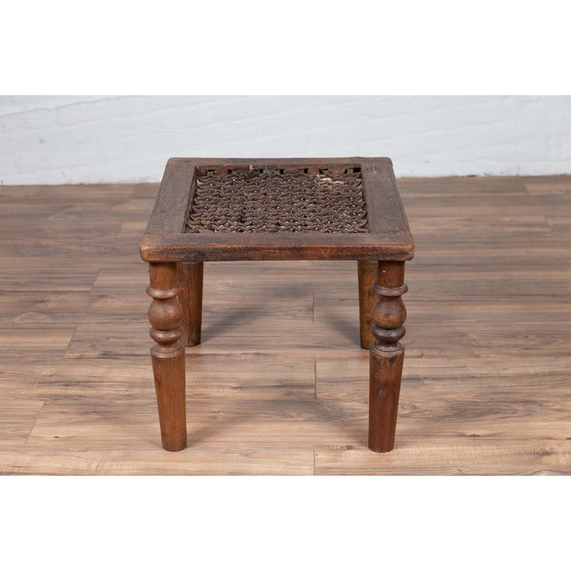 Antique Indian Window Grate Made into a Coffee Table with Turned Baluster Legs-YN7585-9. Asian & Chinese Furniture, Art, Antiques, Vintage Home Décor for sale at FEA Home