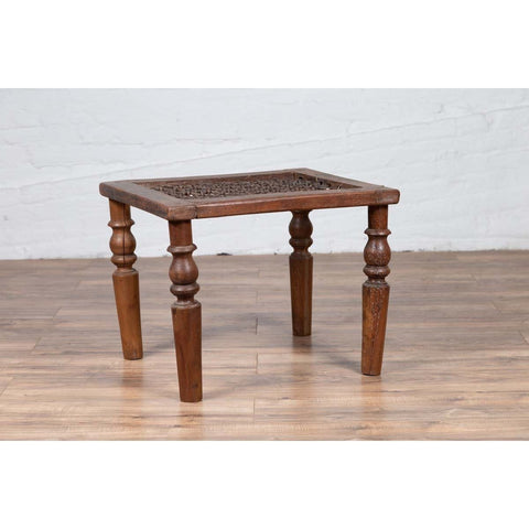 Antique Indian Window Grate Made into a Coffee Table with Turned Baluster Legs-YN7585-2. Asian & Chinese Furniture, Art, Antiques, Vintage Home Décor for sale at FEA Home