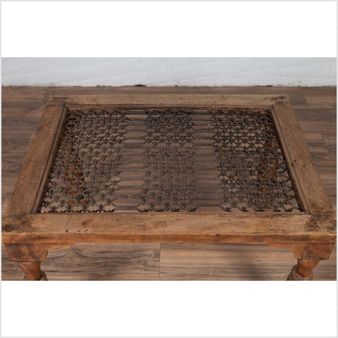 Antique Indian Wooden Side Table with Window Grate and Turned Baluster Legs-YN6297-5. Asian & Chinese Furniture, Art, Antiques, Vintage Home Décor for sale at FEA Home