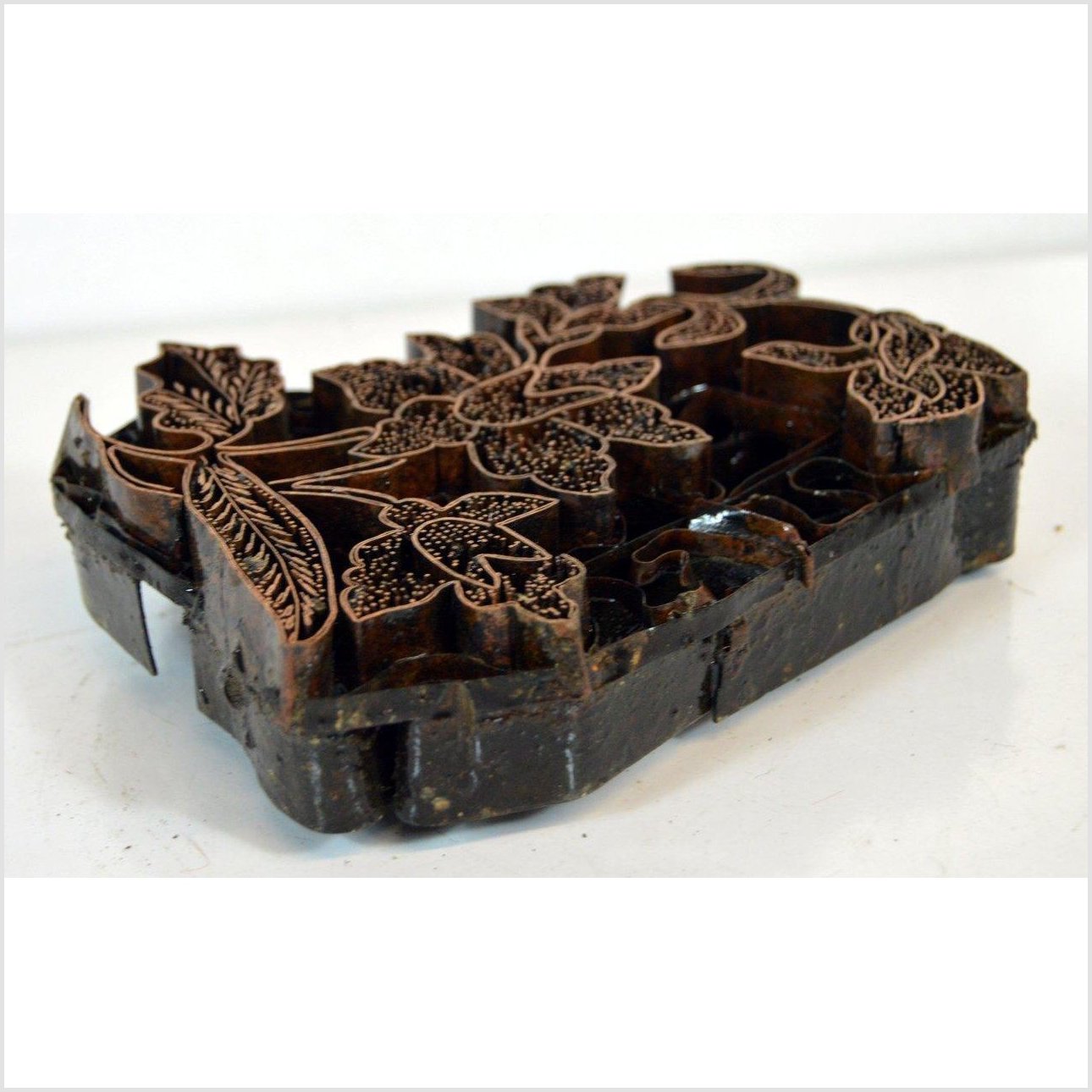 Antique Indonesian COPPER BATIK INK BLOCK-5. Asian &amp; Chinese Furniture, Art, Antiques, Vintage Home Décor for sale at FEA Home