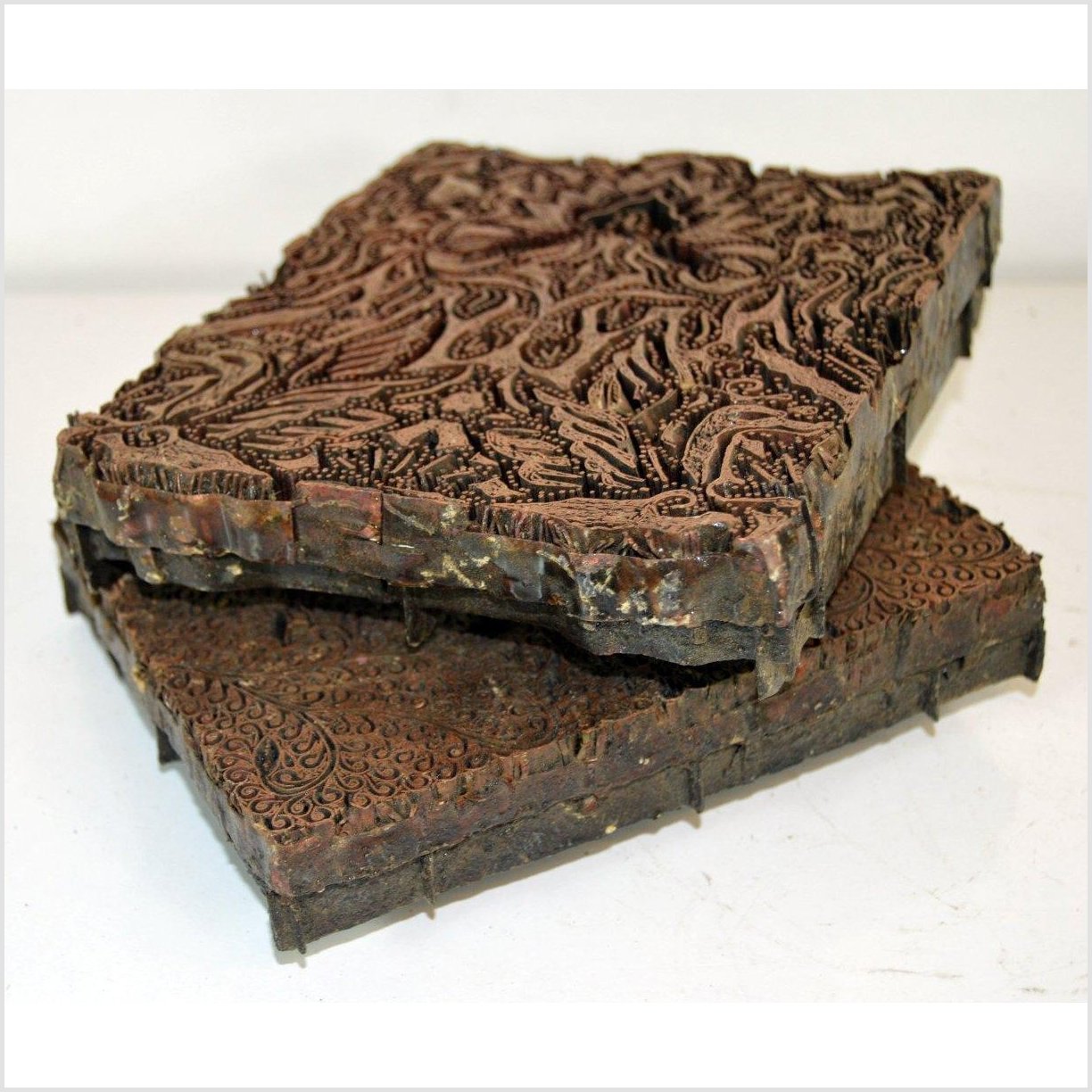 Set of 3 Antique Indonesian Copper Batik Ink Blocks-6. Asian &amp; Chinese Furniture, Art, Antiques, Vintage Home Décor for sale at FEA Home