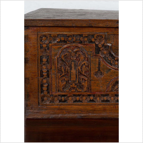 Antique Indonesian Decorative Wooden Box with Carved Flowers and Architecture-YN6315-7. Asian & Chinese Furniture, Art, Antiques, Vintage Home Décor for sale at FEA Home