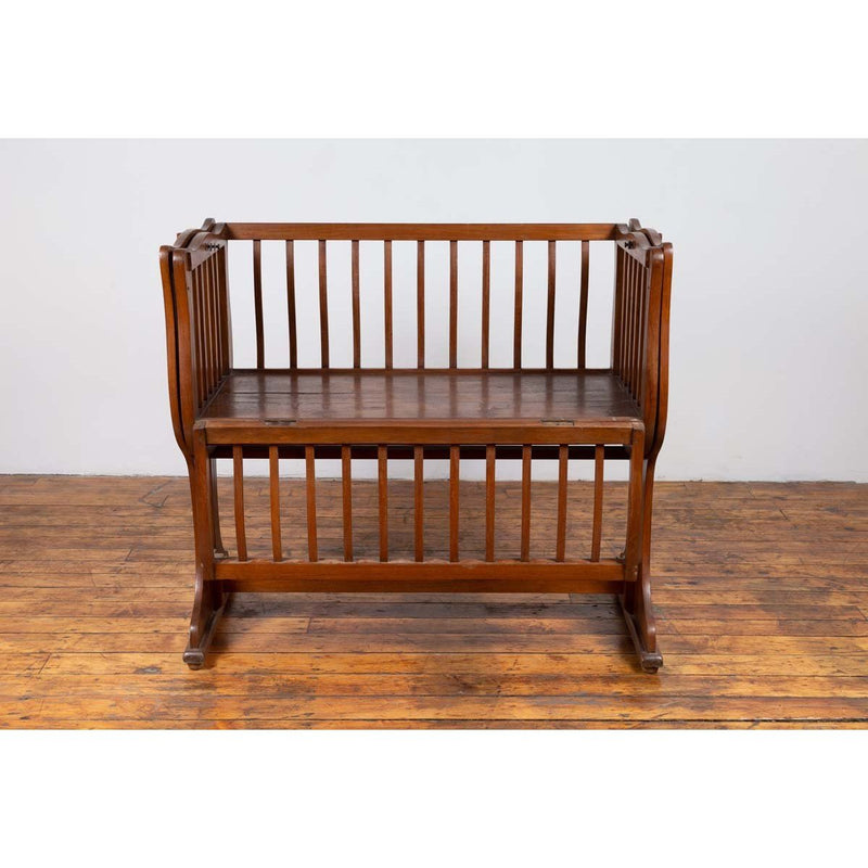 Antique Indonesian Wooden Baby Cradle/Bassinet/Crib Transforming into a Loveseat-YN6465-5. Asian & Chinese Furniture, Art, Antiques, Vintage Home Décor for sale at FEA Home