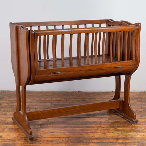 Antique Indonesian Wooden Baby Cradle/Bassinet/Crib Transforming into a Loveseat-YN6465-6. Asian & Chinese Furniture, Art, Antiques, Vintage Home Décor for sale at FEA Home