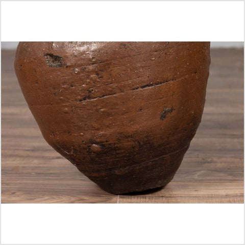 Antique Japanese Brown Oil Jar with Weathered Appearance and Irregular Shape-YN6343-11. Asian & Chinese Furniture, Art, Antiques, Vintage Home Décor for sale at FEA Home