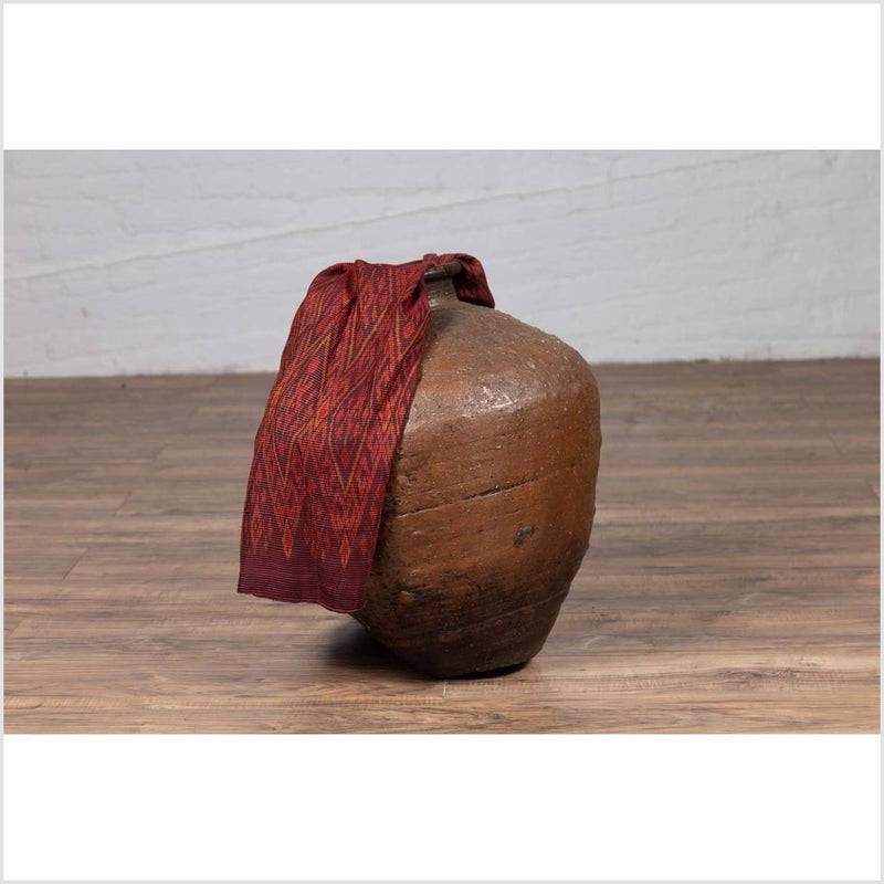 Antique Japanese Brown Oil Jar with Weathered Appearance and Irregular Shape-YN6343-3. Asian & Chinese Furniture, Art, Antiques, Vintage Home Décor for sale at FEA Home