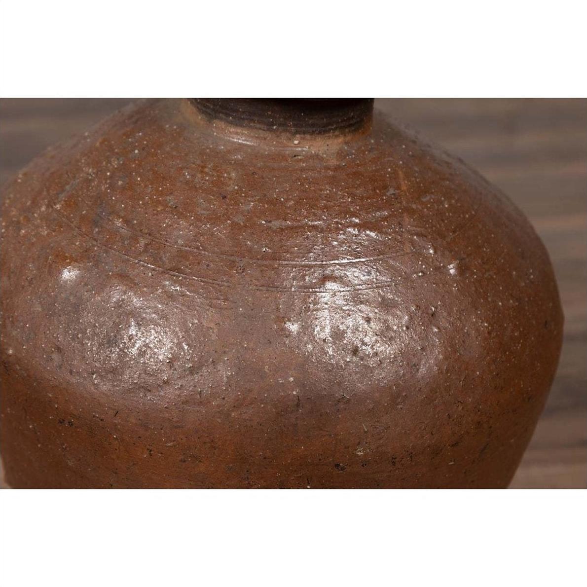 Antique Japanese Brown Oil Jar with Weathered Appearance and Irregular Shape-6. Asian &amp; Chinese Furniture, Art, Antiques, Vintage Home Décor for sale at FEA Home