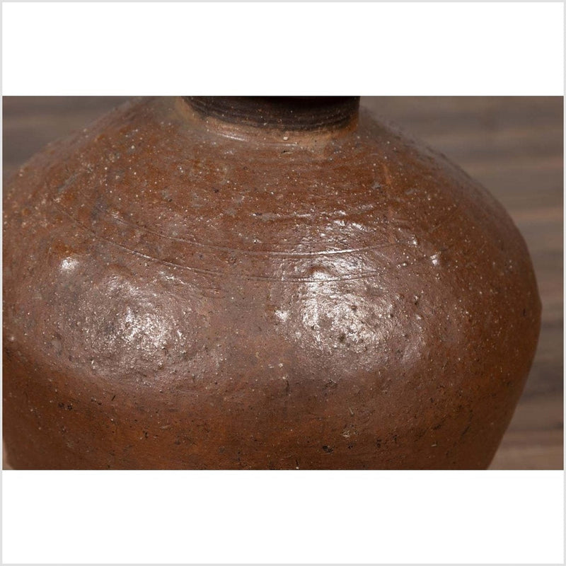 Antique Japanese Brown Oil Jar with Weathered Appearance and Irregular Shape-YN6343-6. Asian & Chinese Furniture, Art, Antiques, Vintage Home Décor for sale at FEA Home