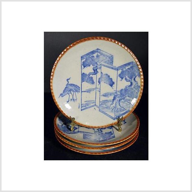 Set of 4 Antique Japanese Igezara Plates-1. Asian & Chinese Furniture, Art, Antiques, Vintage Home Décor for sale at FEA Home