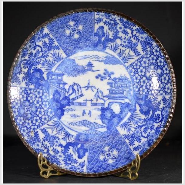 Antique Japanese Igezara Transferware Porcelain Plate- Asian Antiques, Vintage Home Decor & Chinese Furniture - FEA Home