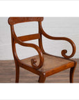 Antique Javanese Wooden Armchair with Carved Back, Curving Arms and Rattan Seat-11. Asian & Chinese Furniture, Art, Antiques, Vintage Home Décor for sale at FEA Home