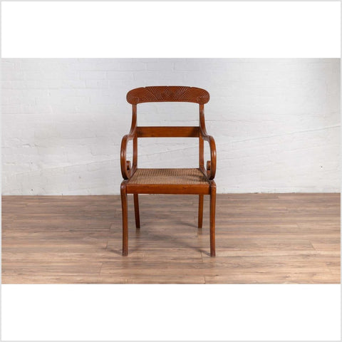 Antique Javanese Wooden Armchair with Carved Back | FEA Home