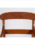 Antique Javanese Wooden Armchair with Carved Back, Curving Arms and Rattan Seat-6. Asian & Chinese Furniture, Art, Antiques, Vintage Home Décor for sale at FEA Home