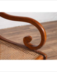 Antique Javanese Wooden Armchair with Carved Back, Curving Arms and Rattan Seat-7. Asian & Chinese Furniture, Art, Antiques, Vintage Home Décor for sale at FEA Home