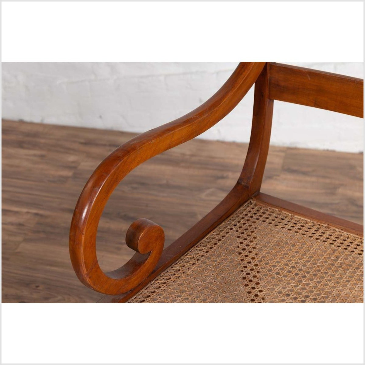 Antique Javanese Wooden Armchair with Carved Back, Curving Arms and Rattan Seat-9. Asian &amp; Chinese Furniture, Art, Antiques, Vintage Home Décor for sale at FEA Home