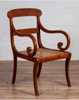 Antique Javanese Wooden Armchair with Carved Back, Curving Arms and Rattan Seat-2. Asian & Chinese Furniture, Art, Antiques, Vintage Home Décor for sale at FEA Home