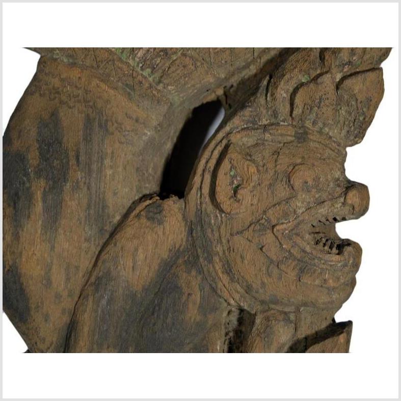 Antique Burmese Temple Carving – Mirrored Guardian Relief, Stylized Headgear-2. Asian & Chinese Furniture, Art, Antiques, Vintage Home Décor for sale at FEA Home