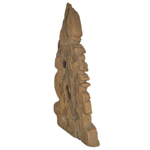 Antique Burmese Temple Carving – Mirrored Guardian Relief, Stylized Headgear-7. Asian &amp; Chinese Furniture, Art, Antiques, Vintage Home Décor for sale at FEA Home