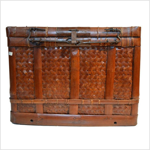 Antique Large Chinese Rattan and Bamboo Box 