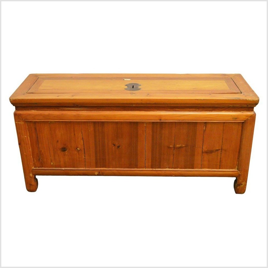 Antique Low Kang Chinese Chest with Drawers, Doors and Brass Hardware-1. Asian & Chinese Furniture, Art, Antiques, Vintage Home Décor for sale at FEA Home