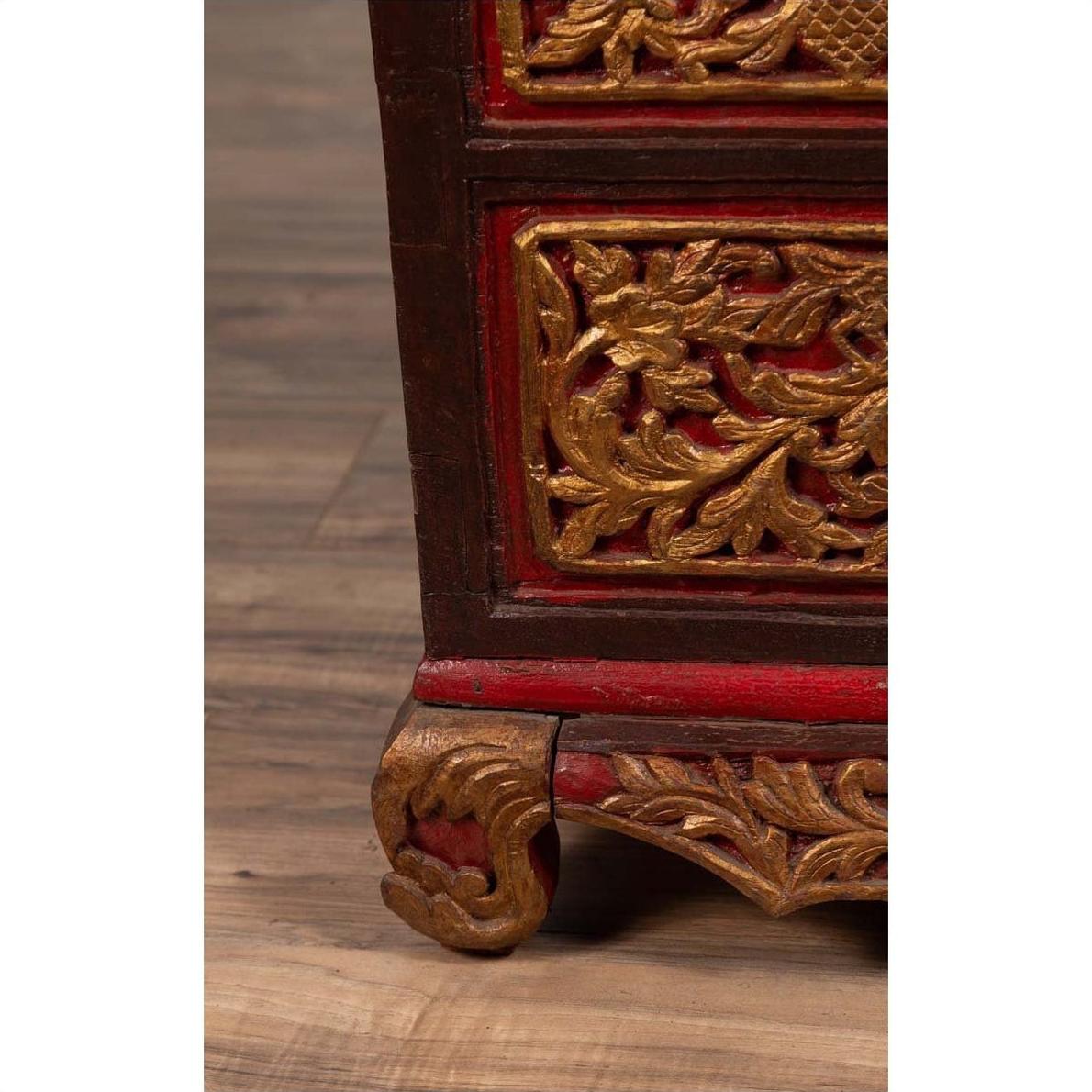Madura Hand Carved Wooden Blanket Chest - Gilt Accents-15. Asian &amp; Chinese Furniture, Art, Antiques, Vintage Home Décor for sale at FEA Home