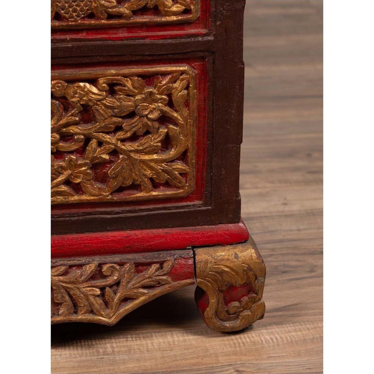 Madura Hand Carved Wooden Blanket Chest - Gilt Accents-17. Asian &amp; Chinese Furniture, Art, Antiques, Vintage Home Décor for sale at FEA Home