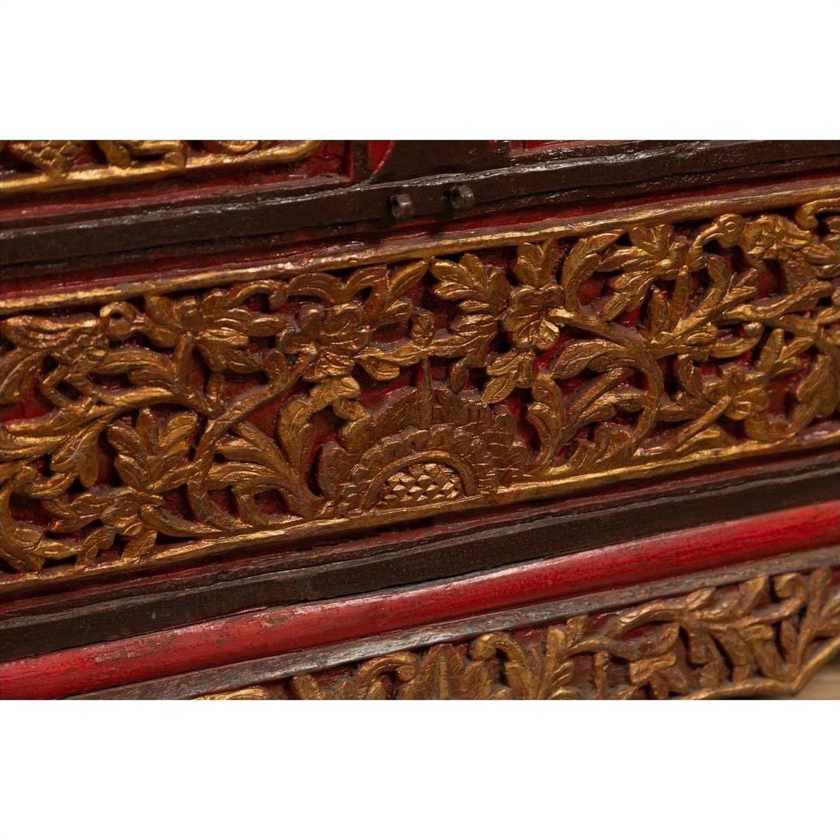 Madura Hand Carved Wooden Blanket Chest - Gilt Accents-9. Asian &amp; Chinese Furniture, Art, Antiques, Vintage Home Décor for sale at FEA Home