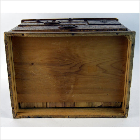 Antique Meiji Kyacki Japanese Wooden Cabinet Box