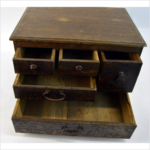 Antique Meiji Kyacki Japanese Wooden Cabinet Box