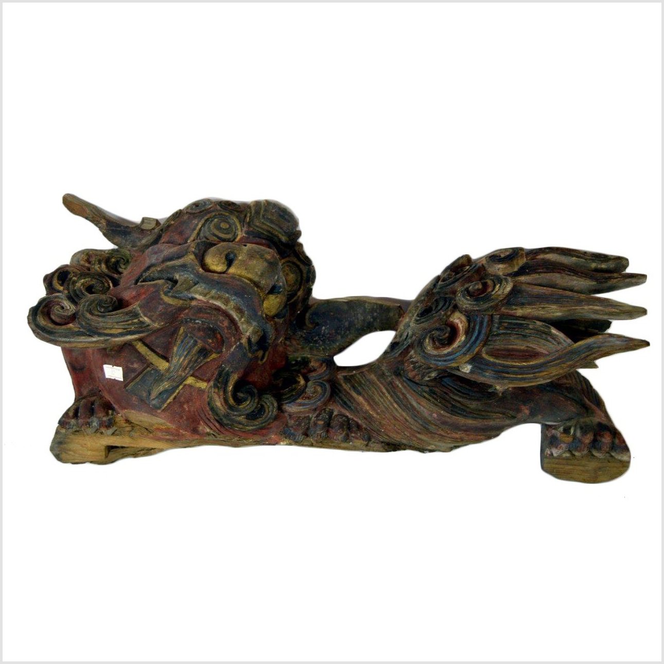 Antique Multicolor Foo Dog Corbel-1. Asian & Chinese Furniture, Art, Antiques, Vintage Home Décor for sale at FEA Home