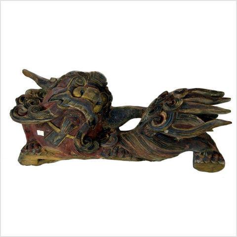 Antique Multicolor Foo Dog Corbel- Asian Antiques, Vintage Home Decor & Chinese Furniture - FEA Home