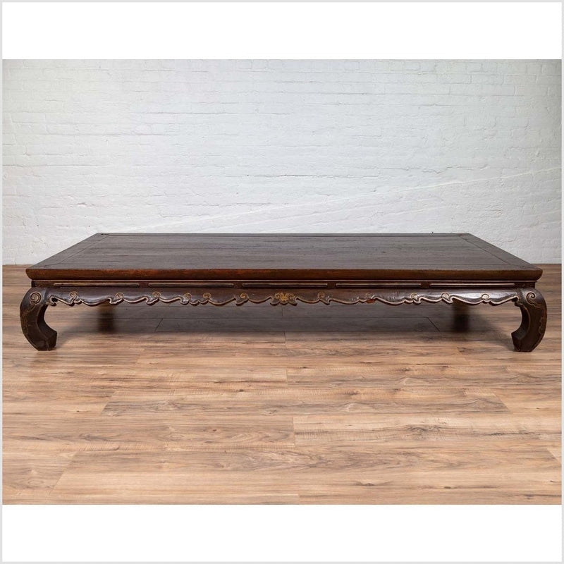 Antique Northern Chinese Kang Opium Bed with Chow Legs and Hand Carved Frieze-YN6096-5. Asian & Chinese Furniture, Art, Antiques, Vintage Home Décor for sale at FEA Home