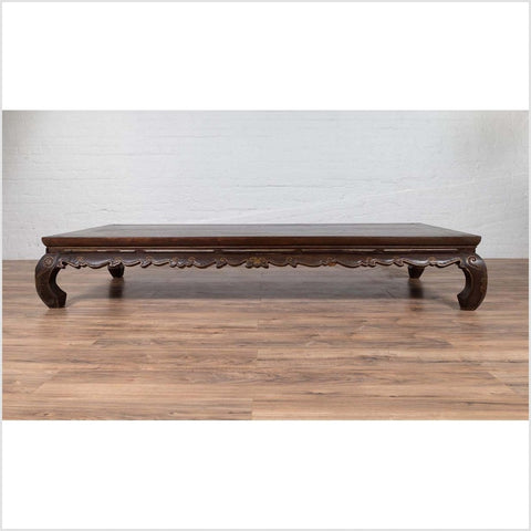 Antique Northern Chinese Kang Opium Bed with Chow Legs and Hand Carved Frieze-YN6096-2. Asian & Chinese Furniture, Art, Antiques, Vintage Home Décor for sale at FEA Home