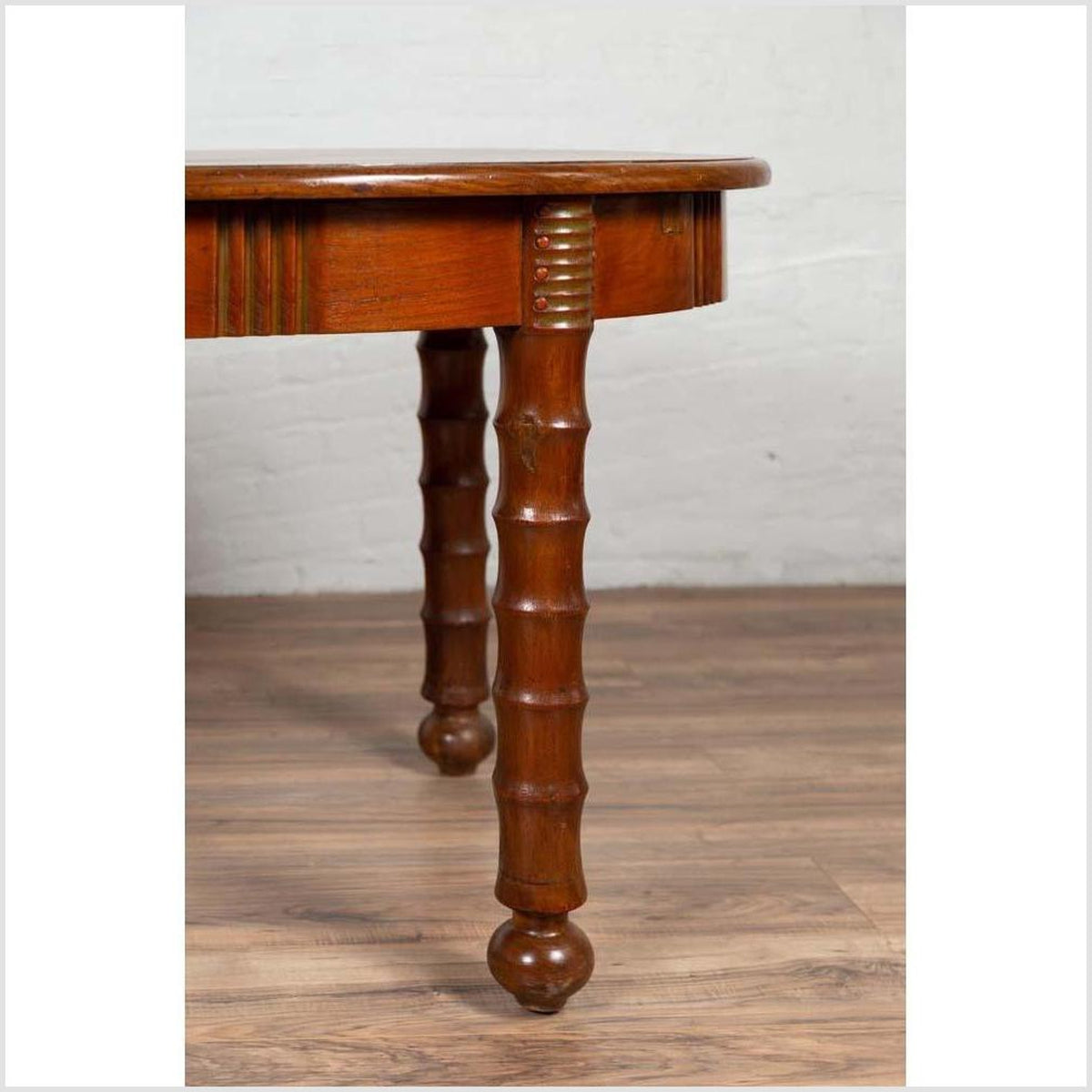 Antique Oval Dining Room Table from Indonesia with Spindle Legs and Warm Patina-11. Asian &amp; Chinese Furniture, Art, Antiques, Vintage Home Décor for sale at FEA Home